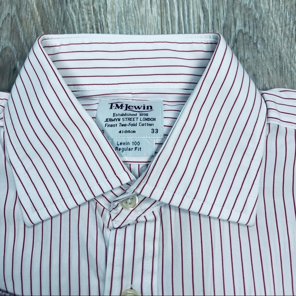 T.M.Lewin Shirts Tm Lewin White W Red Stripe French Cuff Dress
